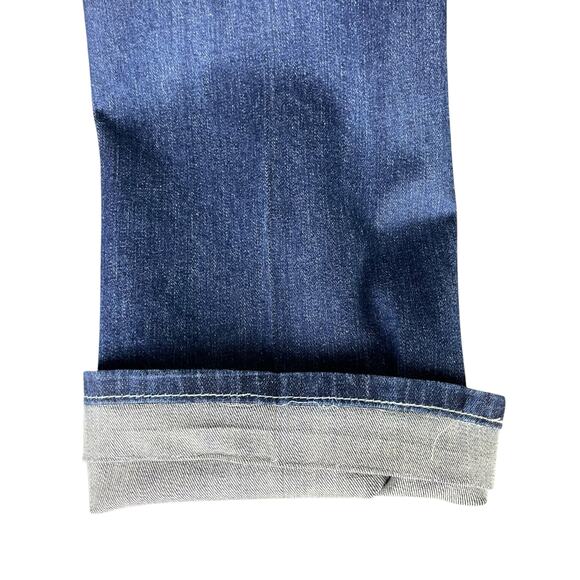 Wired Heart Embellished Embroidered Stitching Dark Wash Bootcut Denim Jeans - Picture 5 of 8